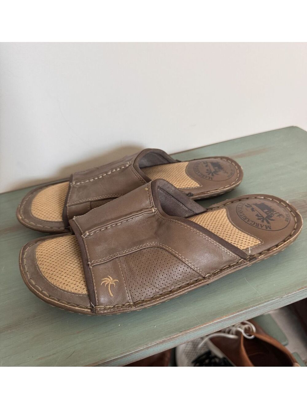 Men's Margaritaville Leather Slide Sandal Shoes Size 9 Great Condition